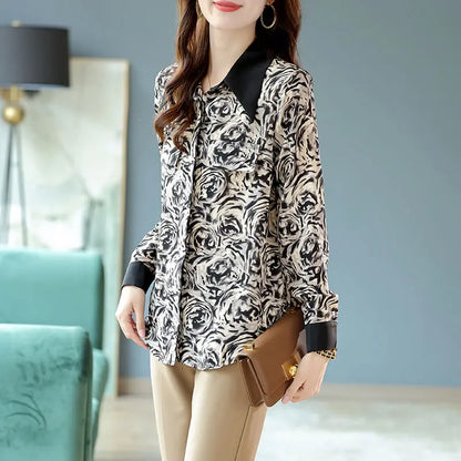 Vintage Chiffon Blouse met Plooi Details