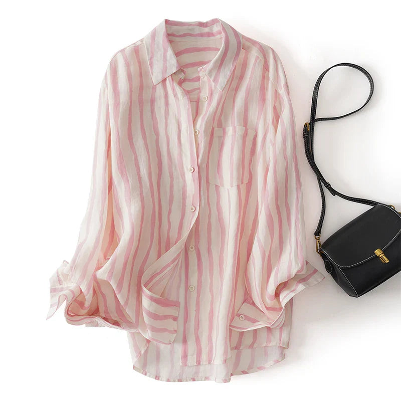 Prachtige Zomer Gestreepte Damesblouse