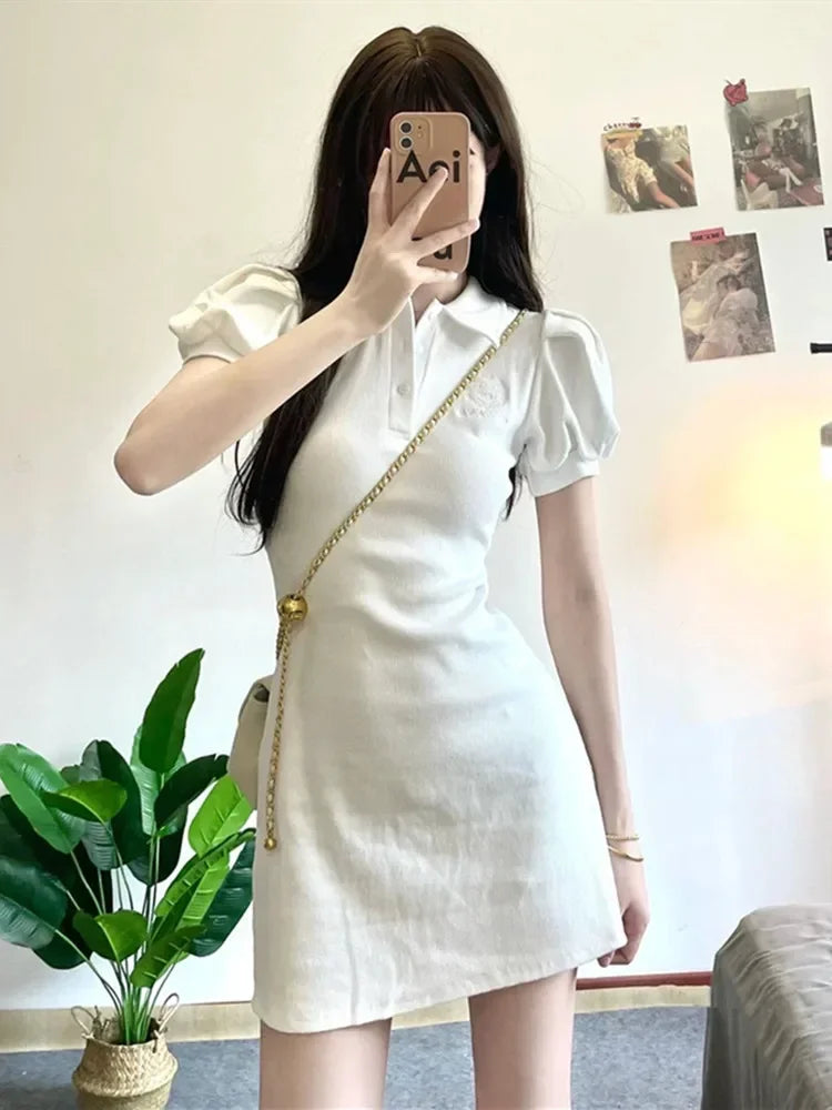 ModeMeester Vintage Bodycon Jurk met Korte Mouwen