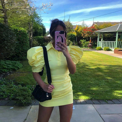 ModeMeester Vintage Bodycon Jurk met Korte Mouwen
