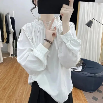Vintage Stijlvolle Leeftijdsverminderende Damesblouse met Lange Mouwen