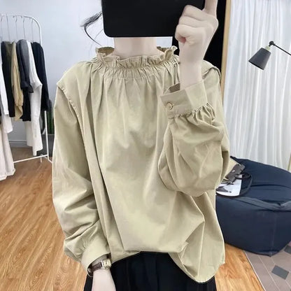 Vintage Stijlvolle Leeftijdsverminderende Damesblouse met Lange Mouwen