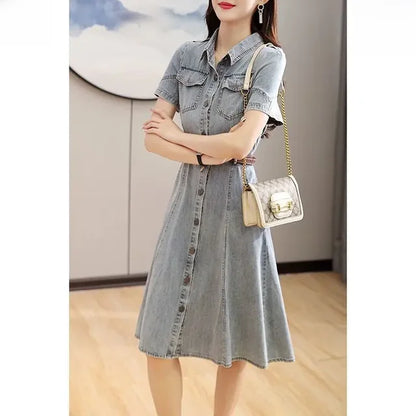Vintage Denim Zomerjurk voor Vrouwen