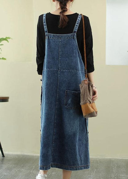 Donkerblauw Denim Jurk Kleed