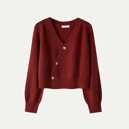 VogeLuxe | Asymmetrische wikkelgebreide cardigan voor dames 0