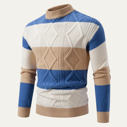 VogeLuxe | Color Block Cable Knit Turtleneck Trui voor Heren 4