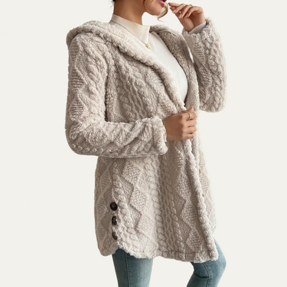 VogeLuxe | Comfortabele fleece cardigan voor dames, middellang 1