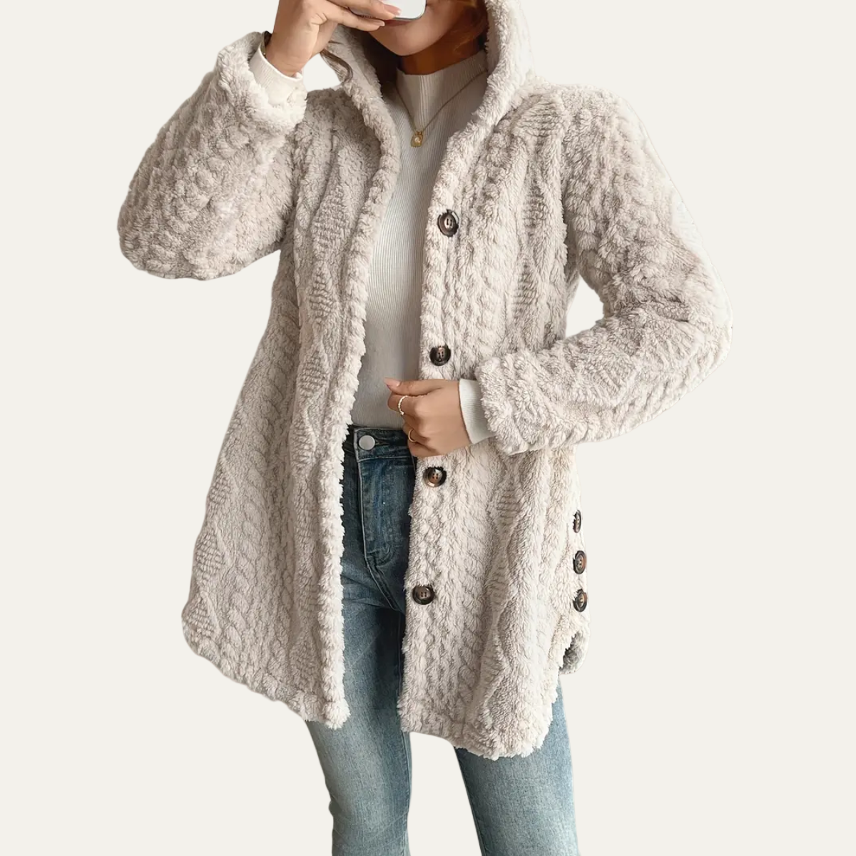 VogeLuxe | Comfortabele fleece cardigan voor dames, middellang 3