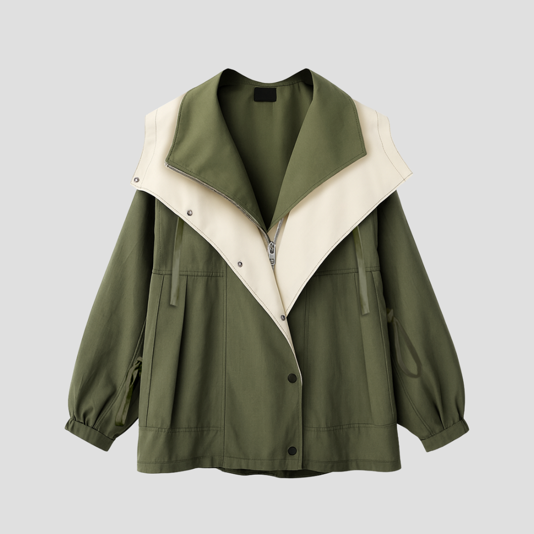 VogeLuxe | Dames Cape Revers Korte Jas met Hoge Kraag 1