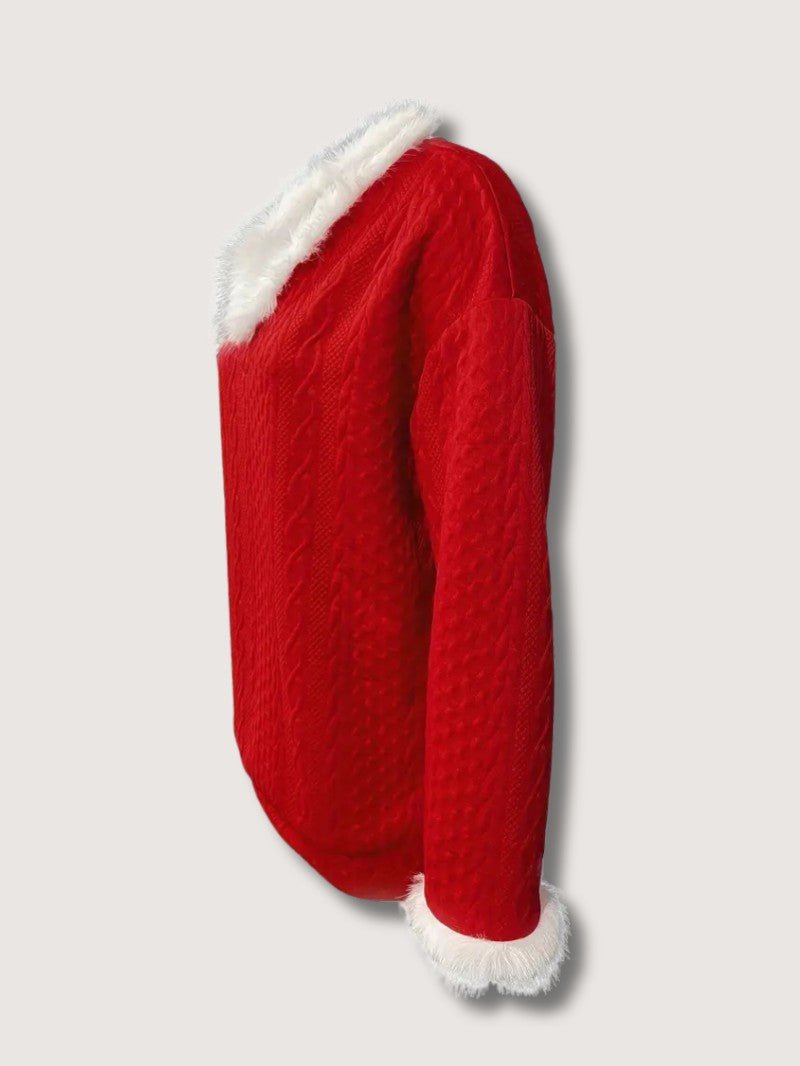 VogeLuxe | Dames V-hals trui met imitatiebont 3