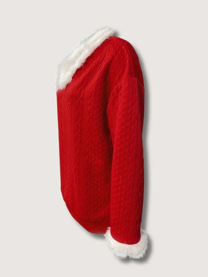 VogeLuxe | Dames V-hals trui met imitatiebont 3