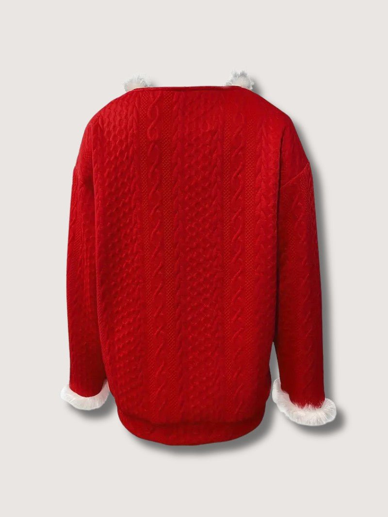 VogeLuxe | Dames V-hals trui met imitatiebont 4