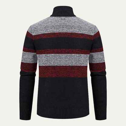 VogeLuxe | Driekleurig gestreept herenvest met volledige rits 3