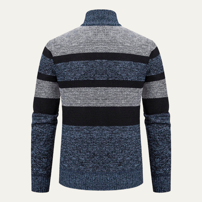 VogeLuxe | Driekleurig gestreept herenvest met volledige rits 7