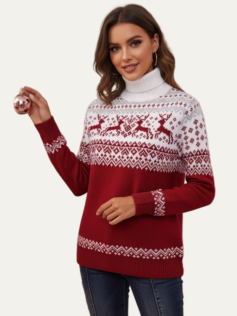 VogeLuxe | Fair Isle Rendier Turtleneck Trui voor Dames 0