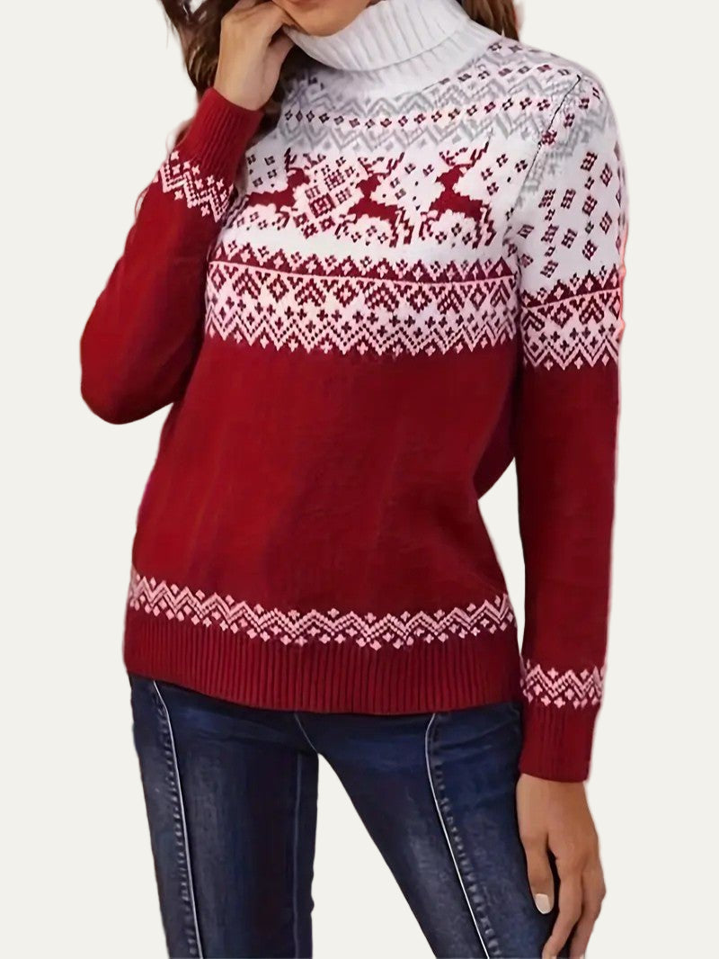 VogeLuxe | Fair Isle Rendier Turtleneck Trui voor Dames 3
