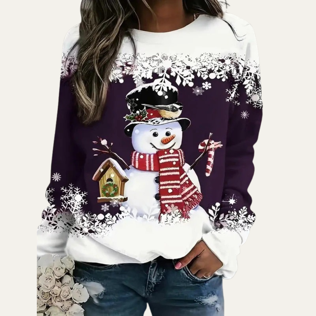 VogeLuxe | Feestelijke Sneeuwpop Crewneck Sweatshirt voor Dames 10