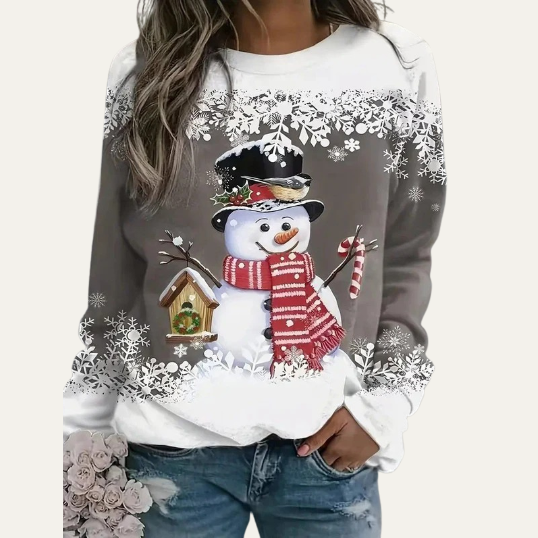 VogeLuxe | Feestelijke Sneeuwpop Crewneck Sweatshirt voor Dames 11