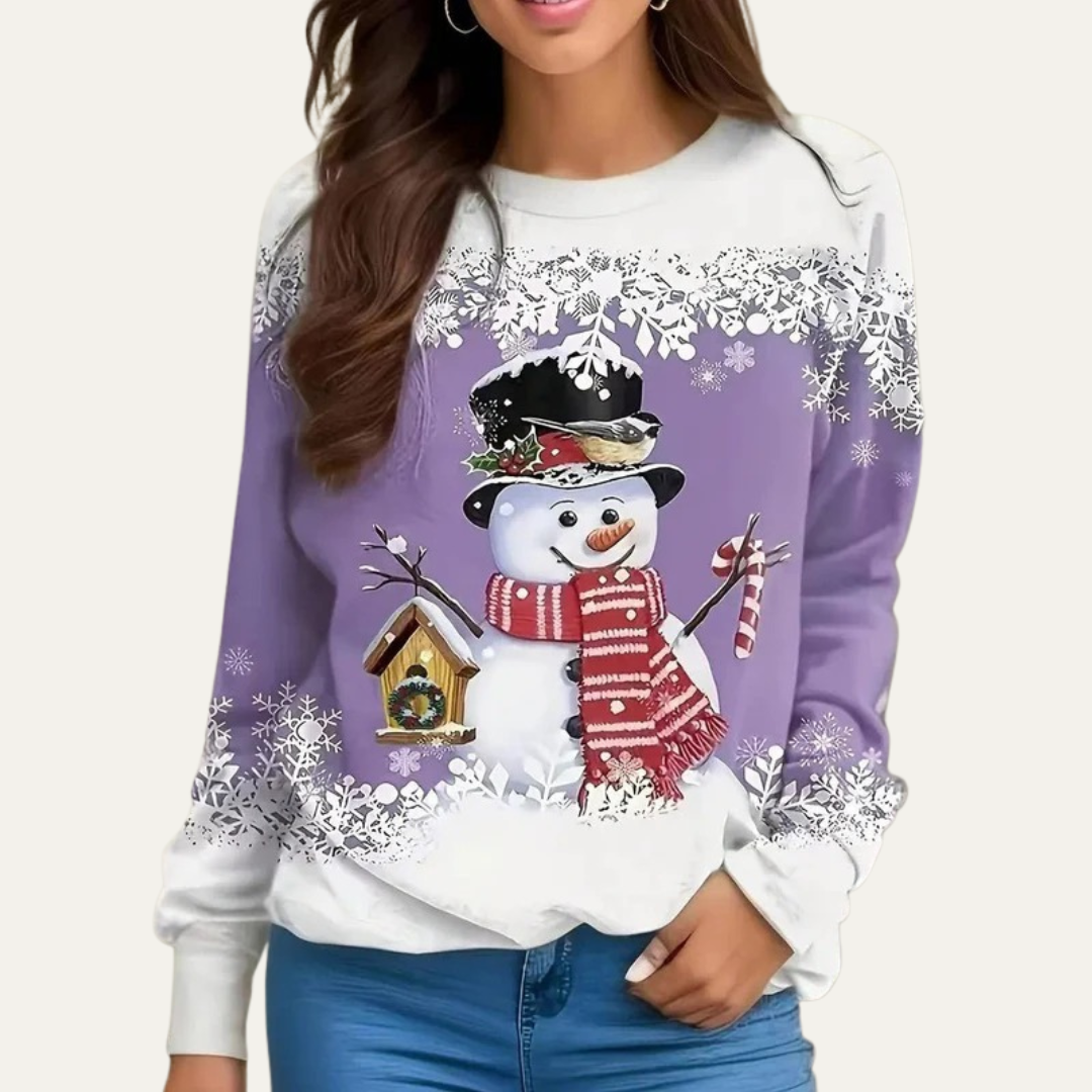 VogeLuxe | Feestelijke Sneeuwpop Crewneck Sweatshirt voor Dames 2