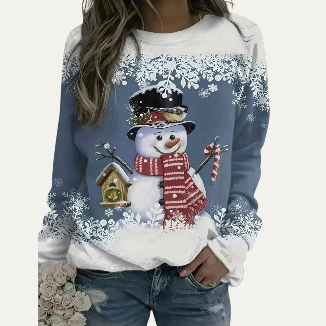 VogeLuxe | Feestelijke Sneeuwpop Crewneck Sweatshirt voor Dames 5