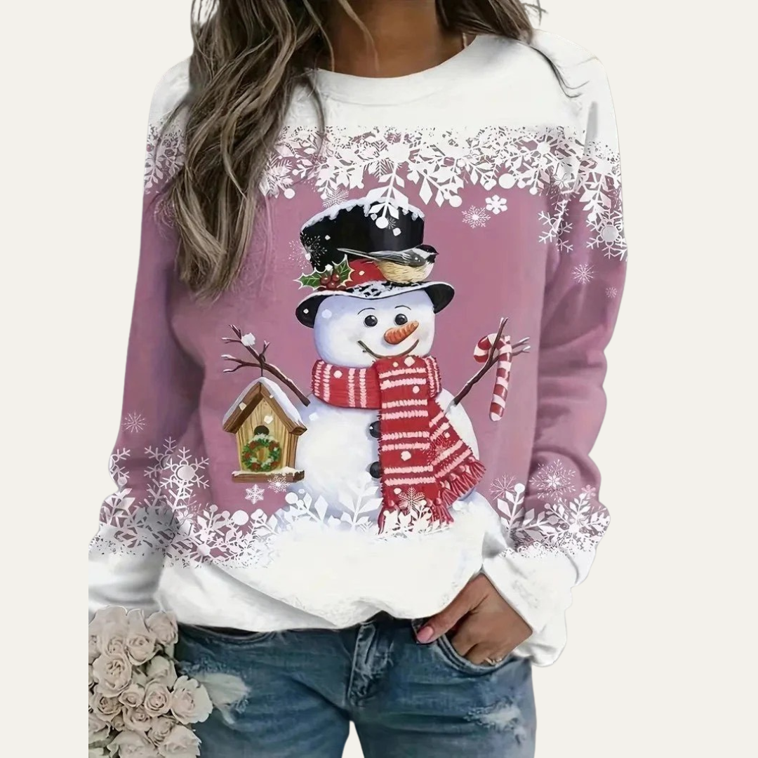 VogeLuxe | Feestelijke Sneeuwpop Crewneck Sweatshirt voor Dames 6
