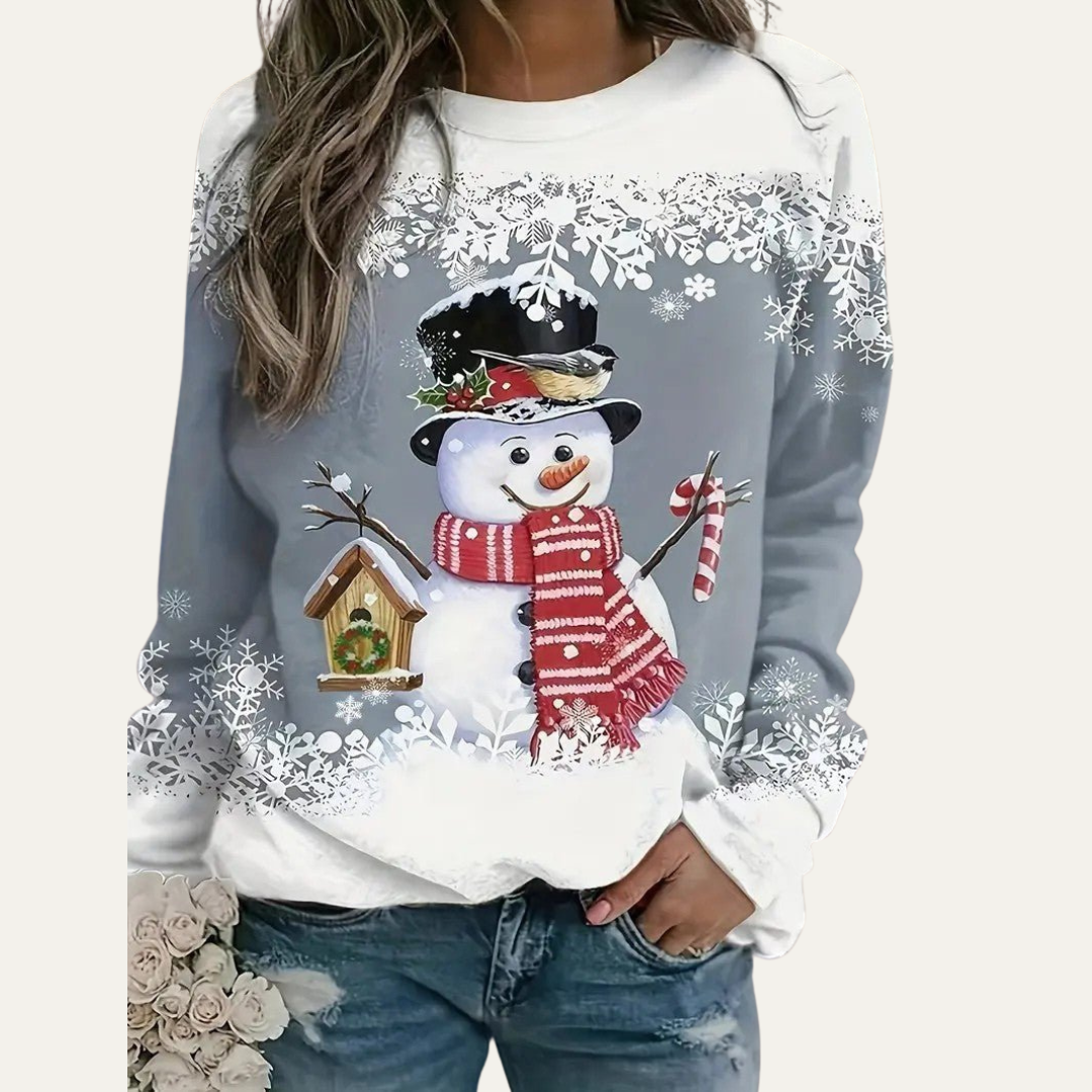 VogeLuxe | Feestelijke Sneeuwpop Crewneck Sweatshirt voor Dames 9