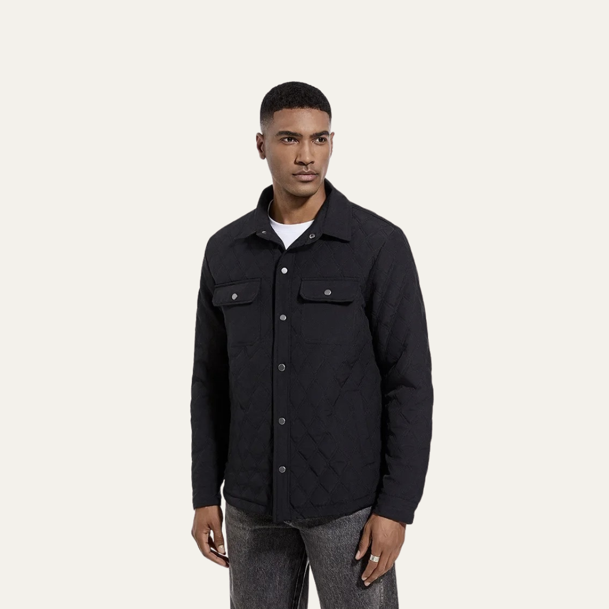 VogeLuxe | Gewatteerde Shacket met Drukknoop voor Heren 4