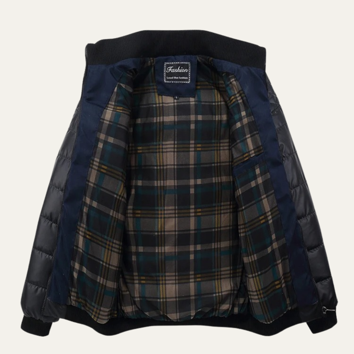 VogeLuxe | Gewatteerde contrasterende bomberjack voor heren 1