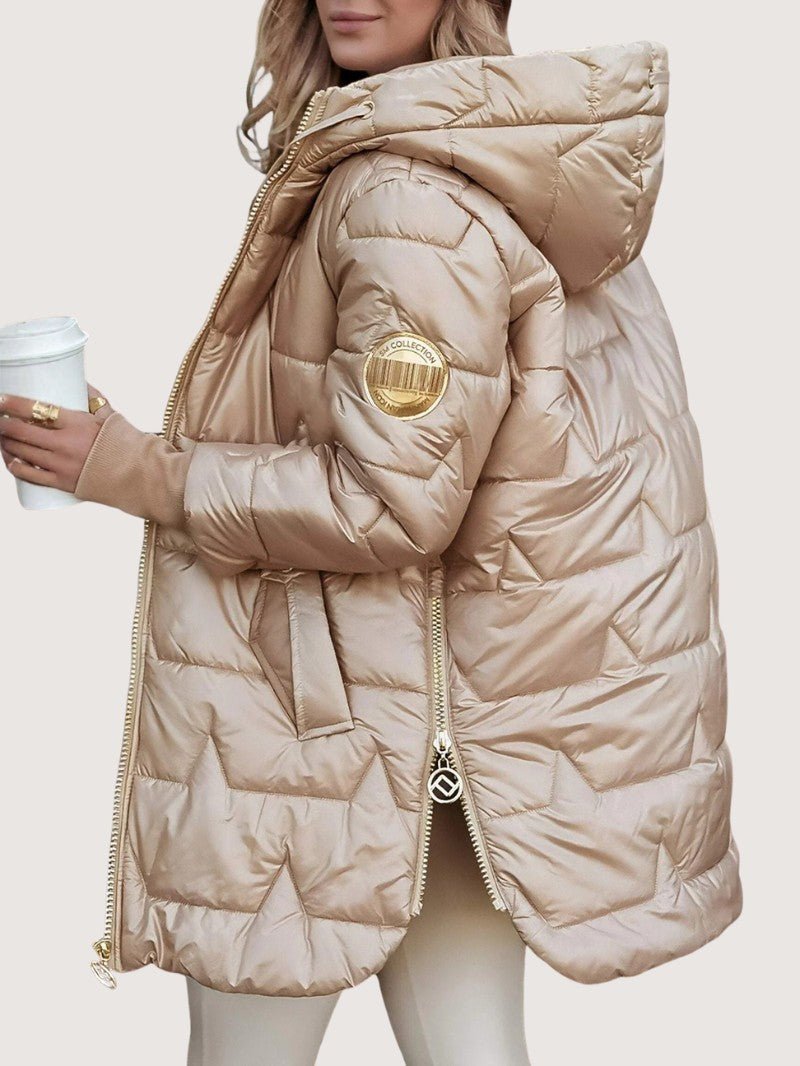 VogeLuxe | Glanzende, halflange pufferjas voor dames 5