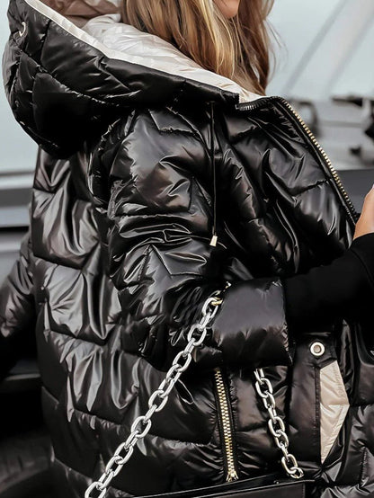 VogeLuxe | Glanzende, halflange pufferjas voor dames 6