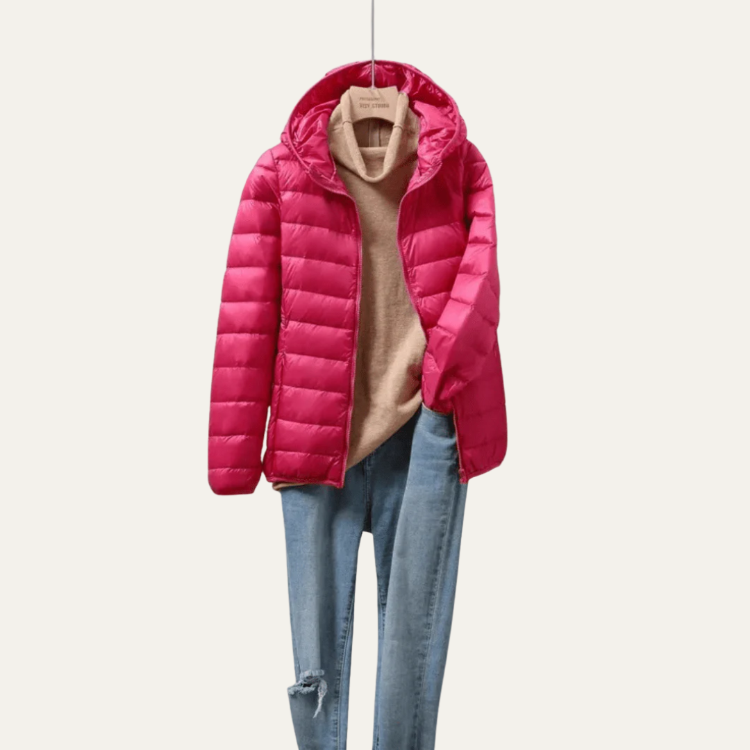 VogeLuxe | Glanzende ultralichte gewatteerde jas voor dames 10