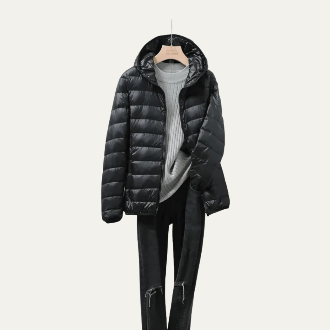 VogeLuxe | Glanzende ultralichte gewatteerde jas voor dames 2