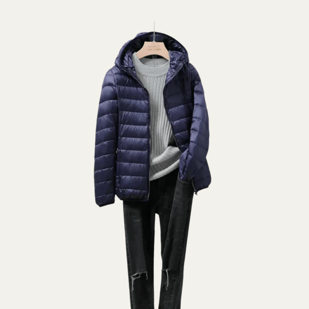 VogeLuxe | Glanzende ultralichte gewatteerde jas voor dames 3