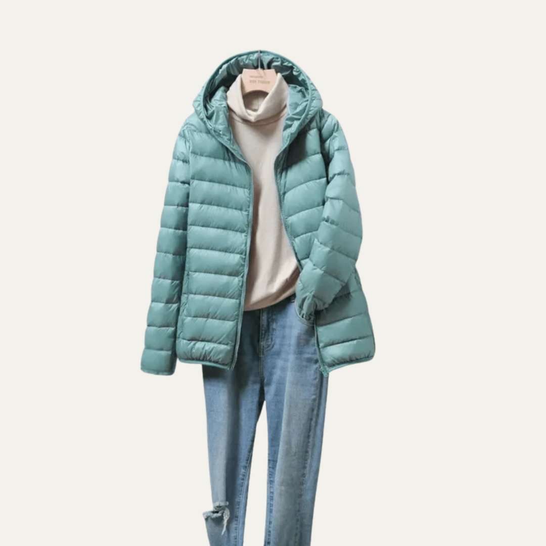 VogeLuxe | Glanzende ultralichte gewatteerde jas voor dames 4