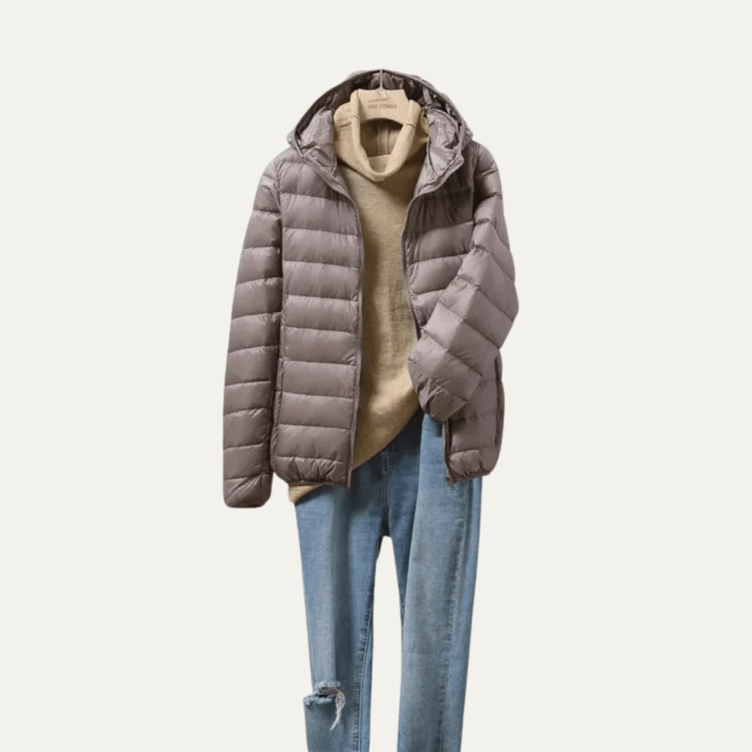 VogeLuxe | Glanzende ultralichte gewatteerde jas voor dames 5