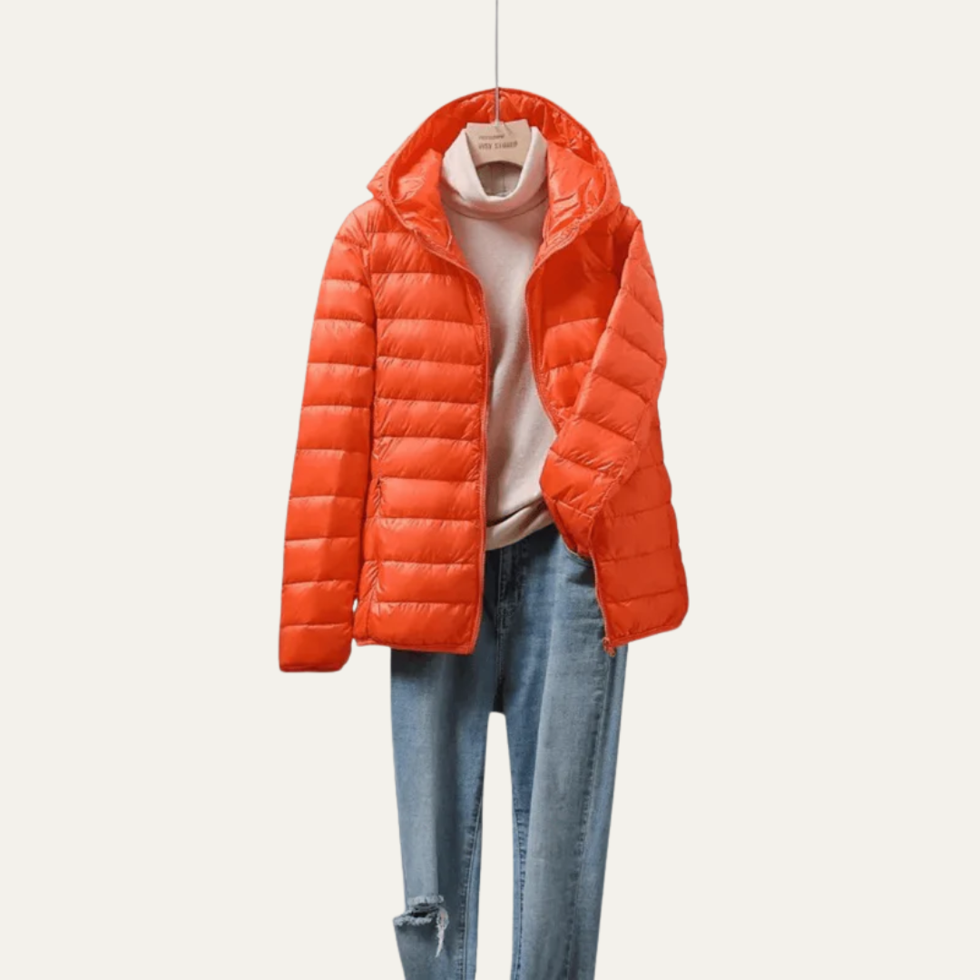 VogeLuxe | Glanzende ultralichte gewatteerde jas voor dames 6