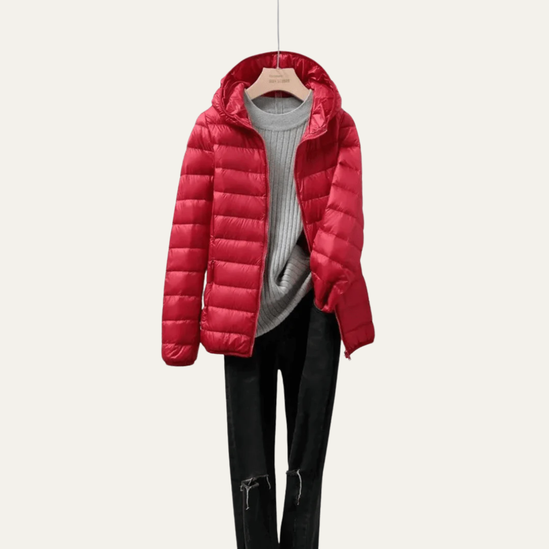 VogeLuxe | Glanzende ultralichte gewatteerde jas voor dames 8