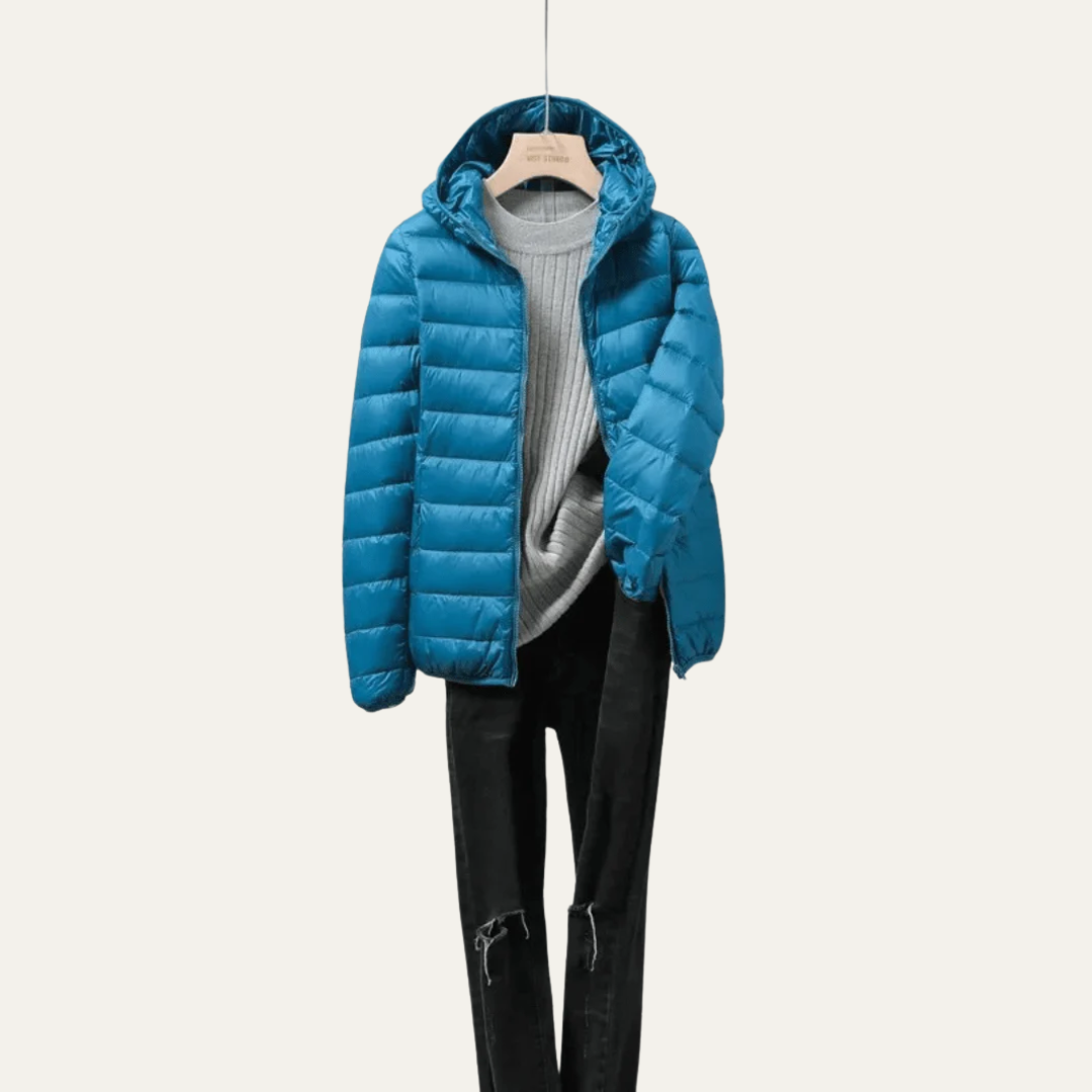 VogeLuxe | Glanzende ultralichte gewatteerde jas voor dames 9