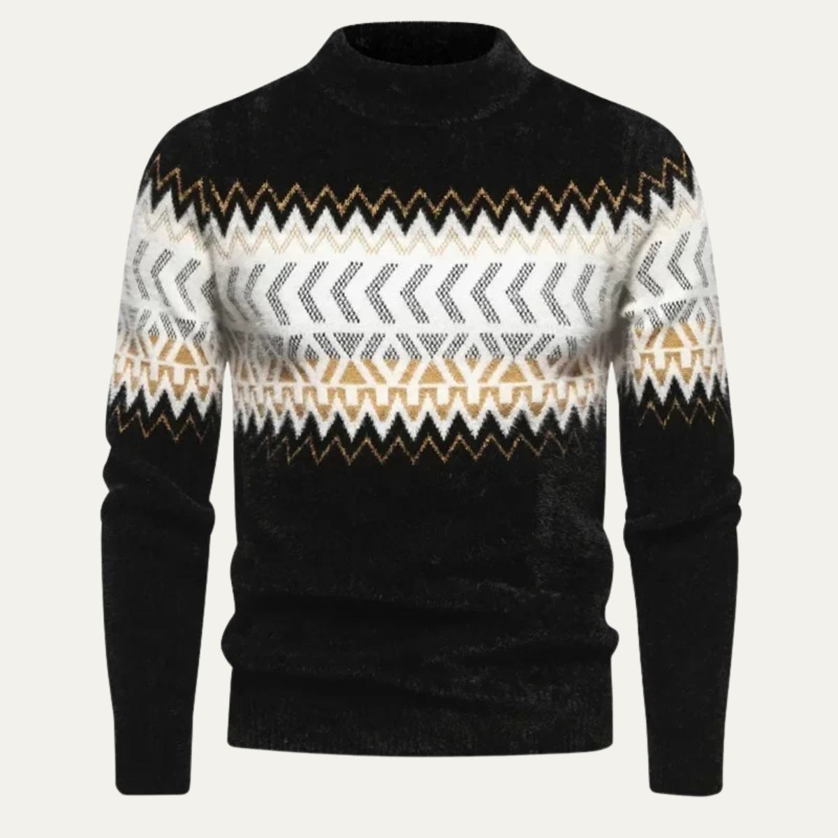 VogeLuxe | Heren Fuzzy Rendier Print Mock Turtleneck Trui 1
