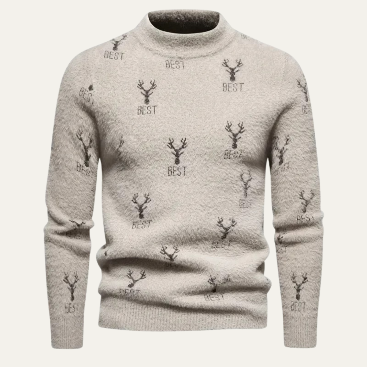 VogeLuxe | Heren Fuzzy Rendier Print Mock Turtleneck Trui 4