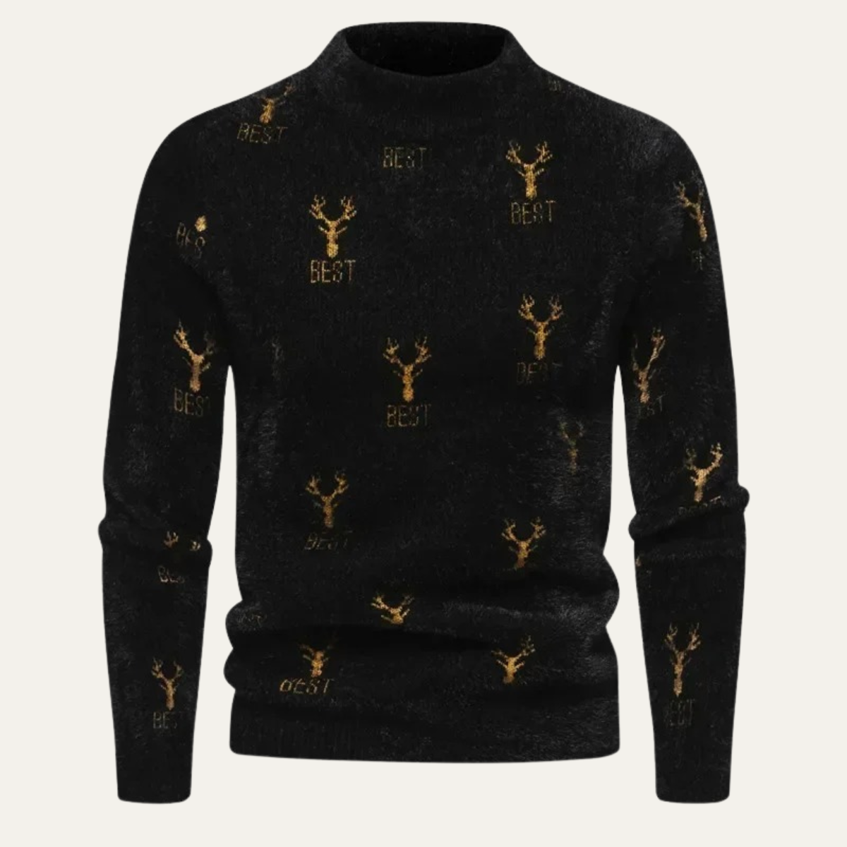 VogeLuxe | Heren Fuzzy Rendier Print Mock Turtleneck Trui 5