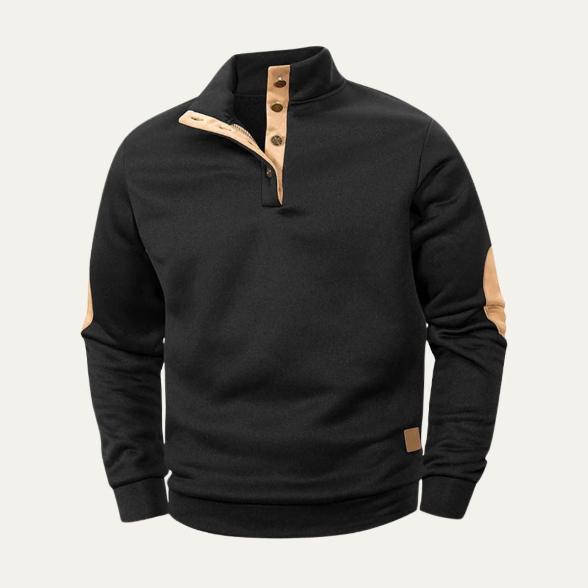 VogeLuxe | Heren Mock Neck Suède Trim Pullover 0