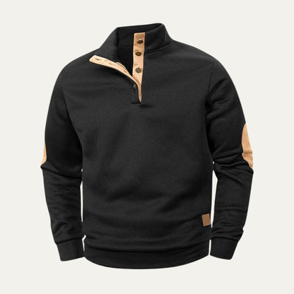 VogeLuxe | Heren Mock Neck Suède Trim Pullover 0