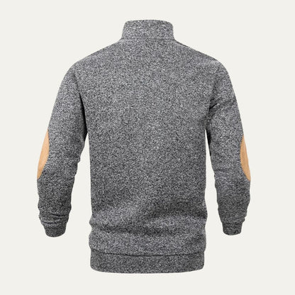 VogeLuxe | Heren Mock Neck Suède Trim Pullover 2