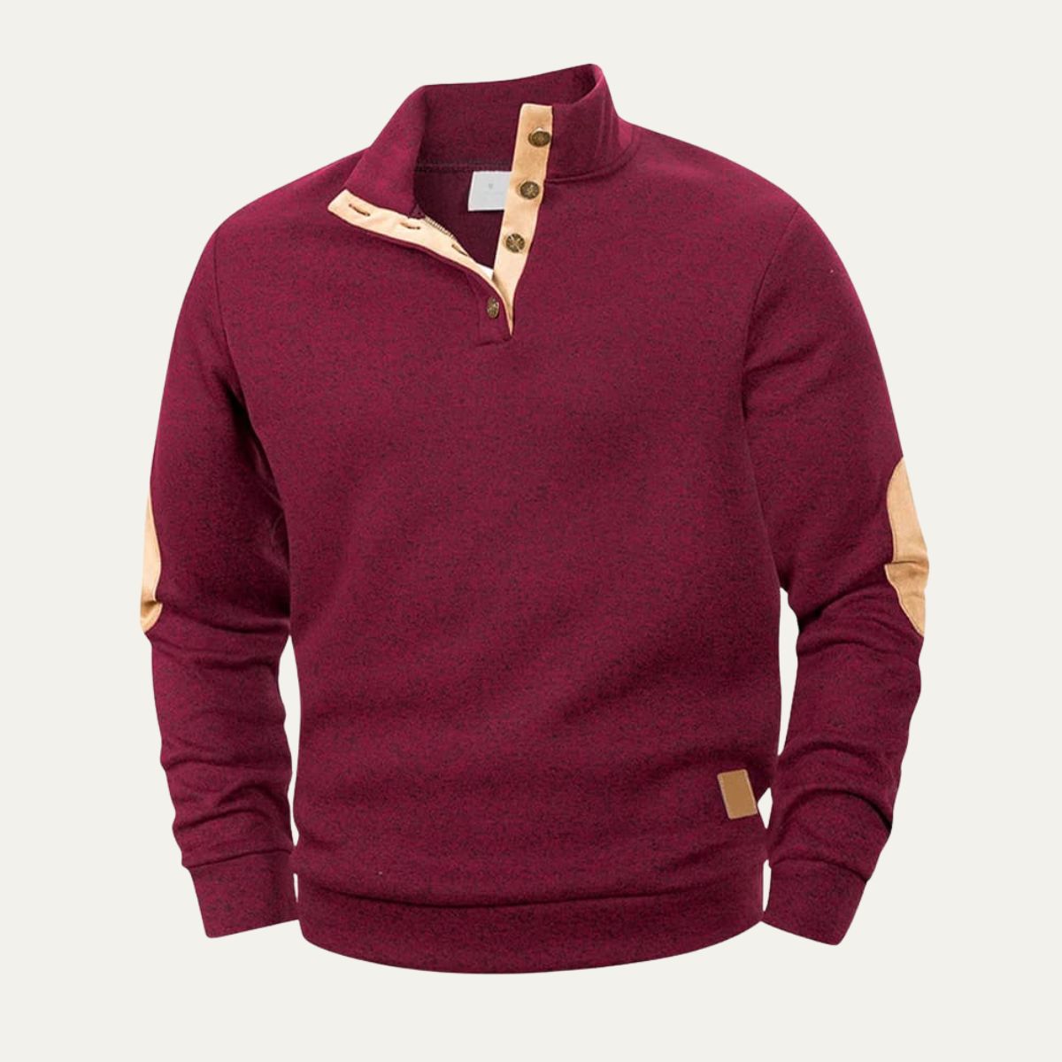VogeLuxe | Heren Mock Neck Suède Trim Pullover 7