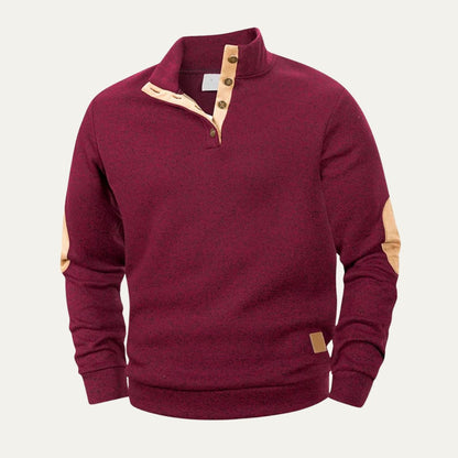 VogeLuxe | Heren Mock Neck Suède Trim Pullover 7