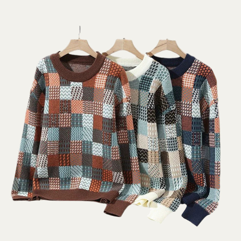 VogeLuxe | Heren Patchwork Ronde Hals Trui 3