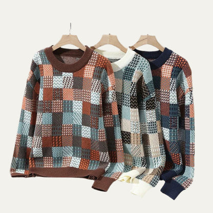 VogeLuxe | Heren Patchwork Ronde Hals Trui 3