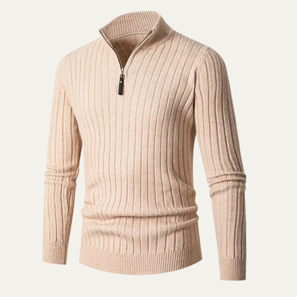 VogeLuxe | Heren Slim-Fit Half-Zip Mock Neck Trui 10