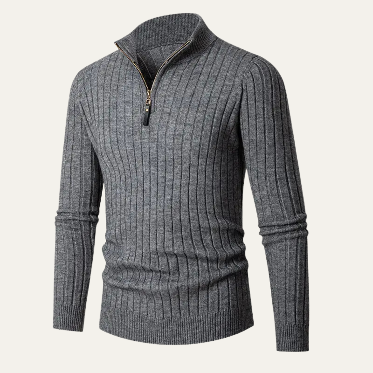 VogeLuxe | Heren Slim-Fit Half-Zip Mock Neck Trui 11